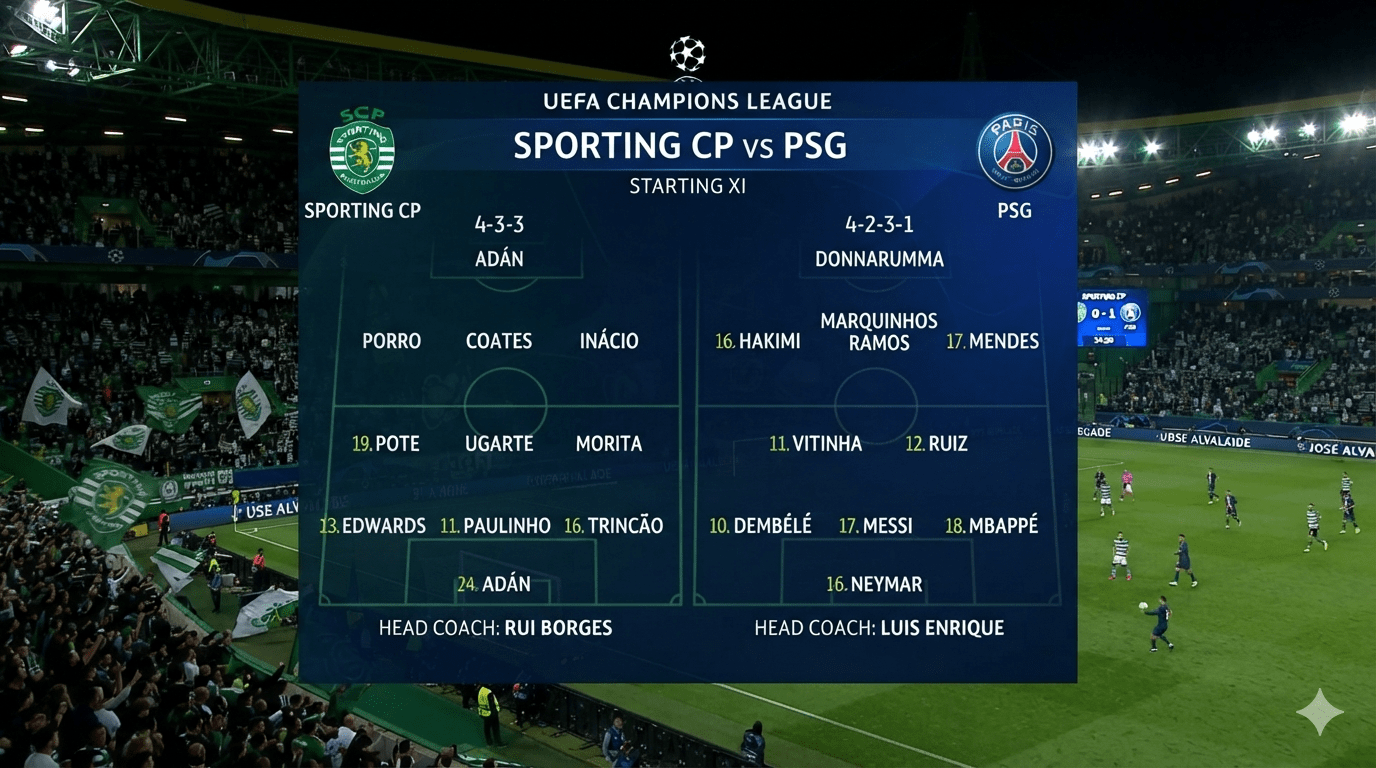 Sporting CP vs PSG Lineups